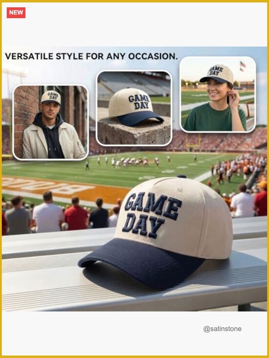 Vintage Embroidered Game Day Baseball Cap, Adjustable, Sports Fan Hat main image 4